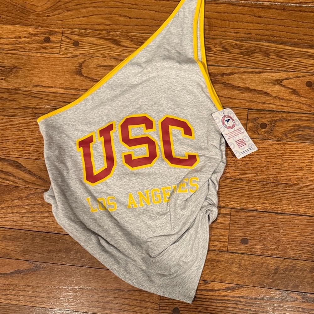 USC Gray One-Shoulder Top